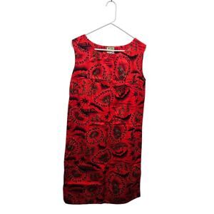 Vintage Hawaiiana Red Floral Muumuu Sleeveless Dress Made in Hawaii L Cotton